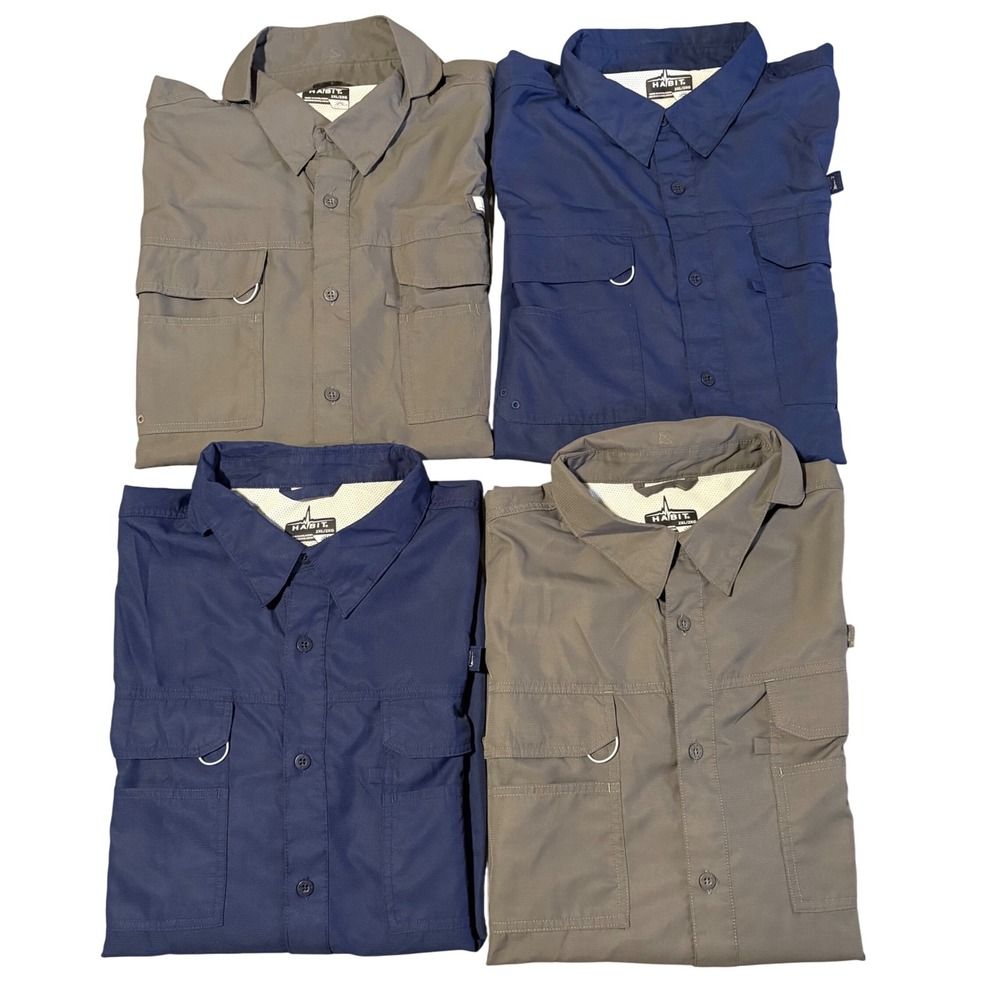 Lot 4 Habit Fishing Shirts Mens 2XL Long Sleeve Button Down 40+SF Vented